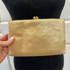 Vintage sparkling after five bag, rhinestone closure, change, purse, mirror